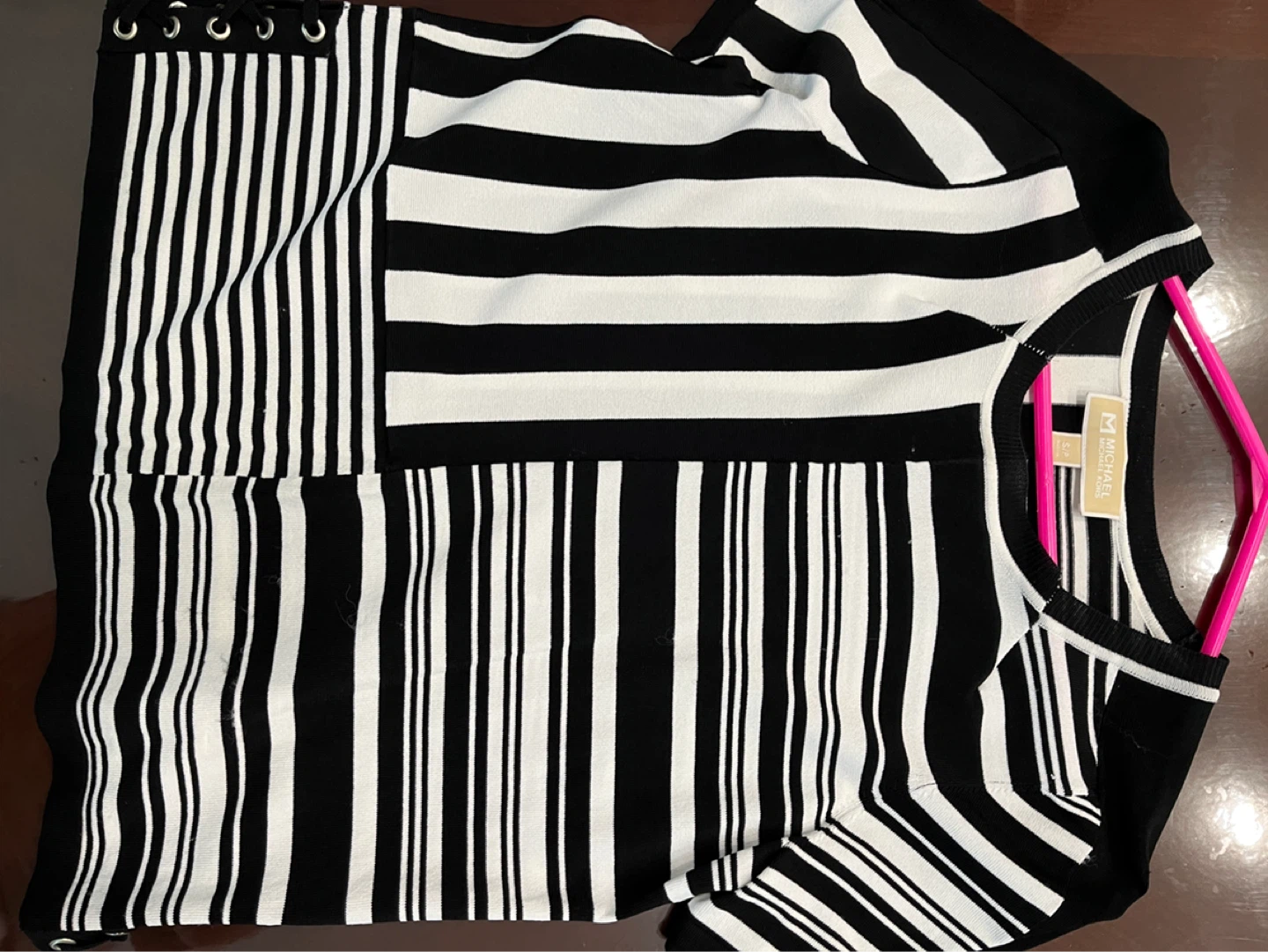 Michael Kors Black and White Striped Top Size S/P