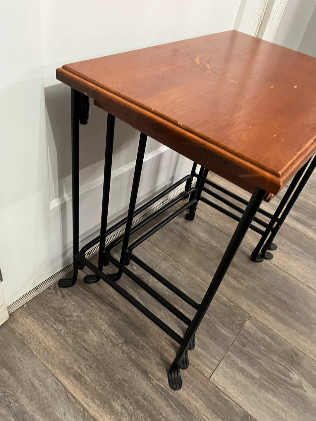 Nesting Side Tables - Wooden Tops, Black Metal Frame - photo 3
