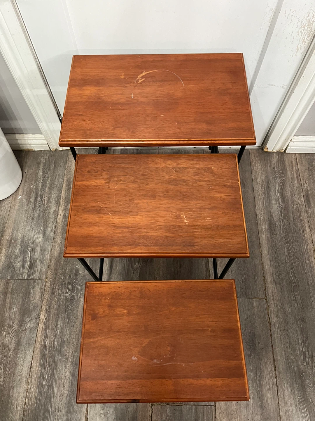 Nesting Side Tables - Wooden Tops, Black Metal Frame - photo 4