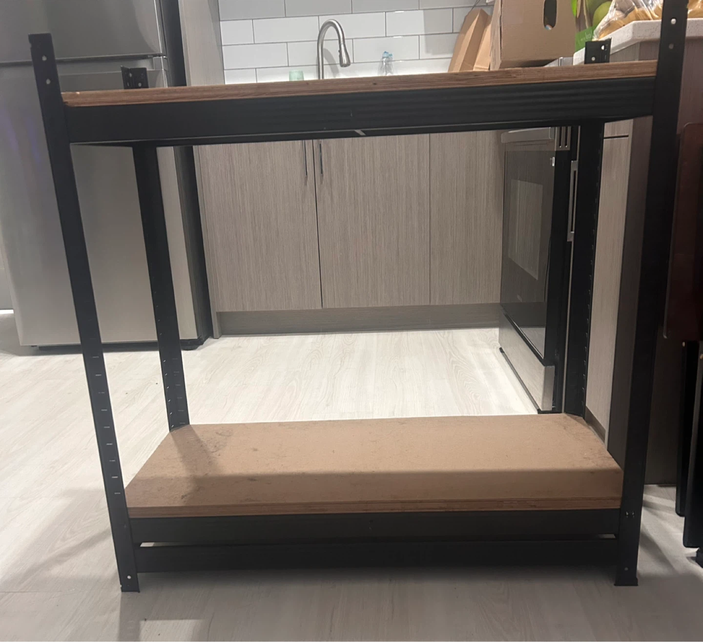 Metal and Wood Shelving Unit