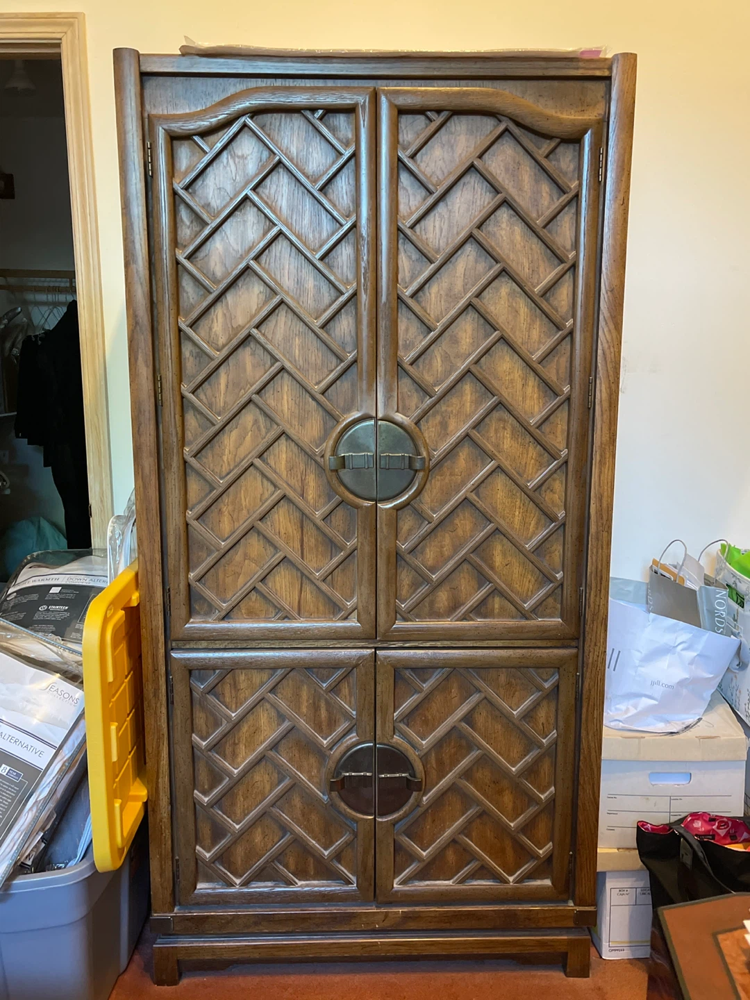 Wooden Armoire Cabinet with Decorative Doors