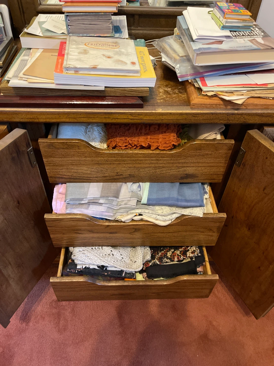 Vintage Wooden Dresser with Mirror - photo 5