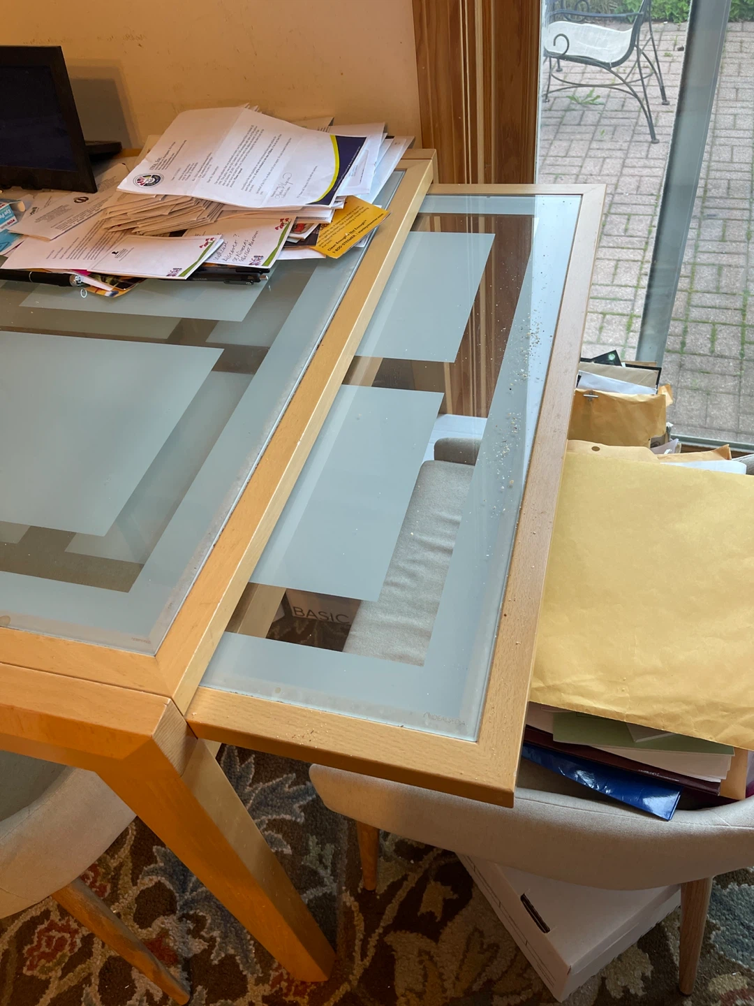 Modern Glass Top Dining Table with Wooden Frame - photo 2