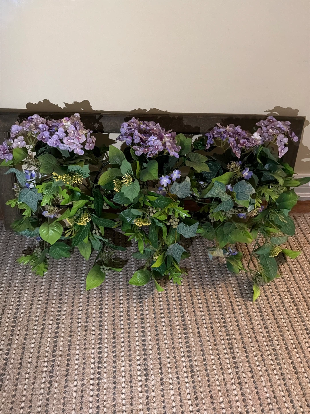 Decorative Wooden Planter with Artificial Flowers