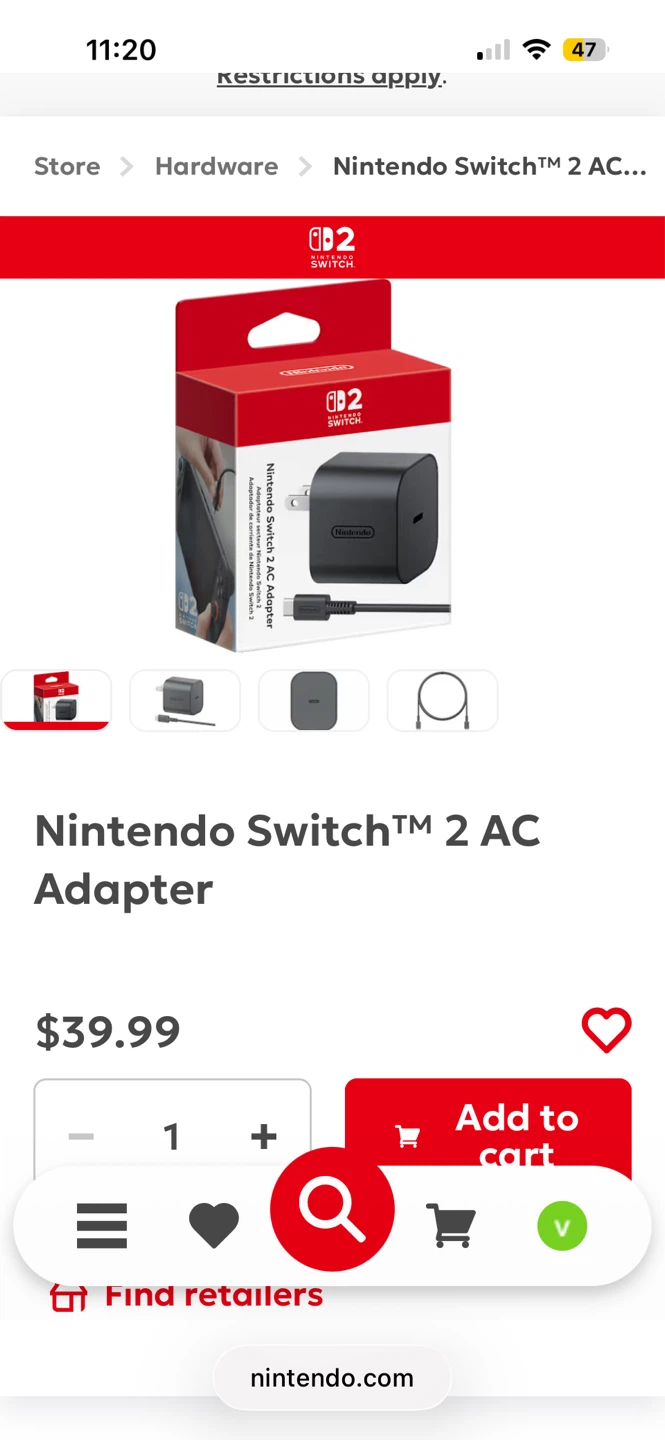 Nintendo Switch 2 AC Adapter