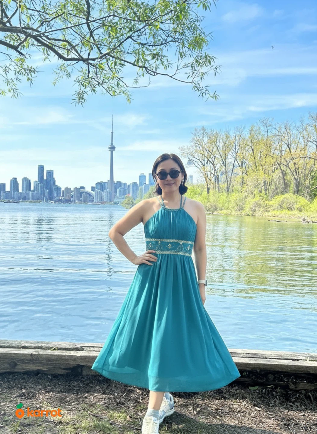 New size 4 Teal Beaded Halter Dress - photo 3