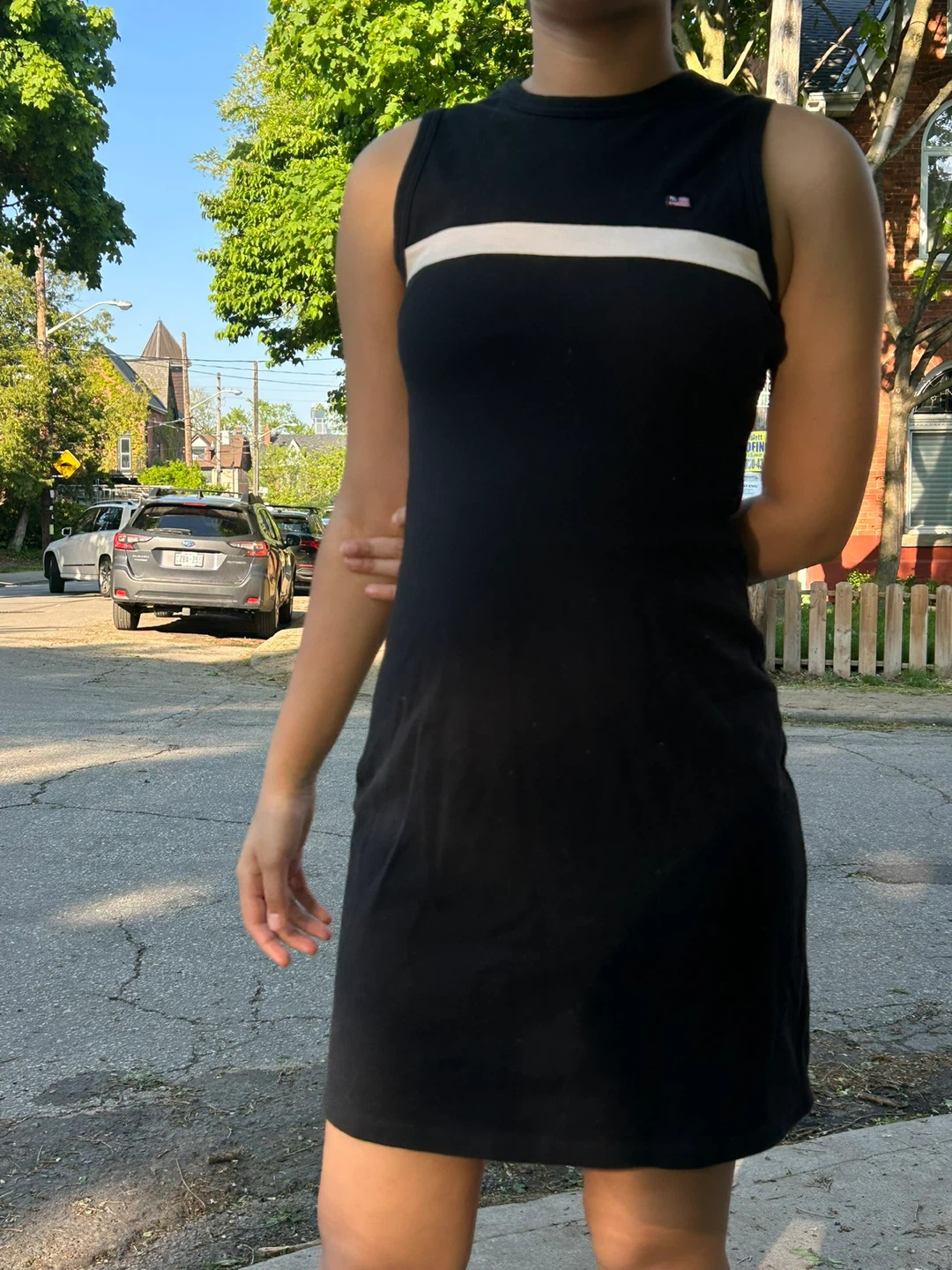 Ralph Lauren Black Sleeveless Dress with White Stripe
