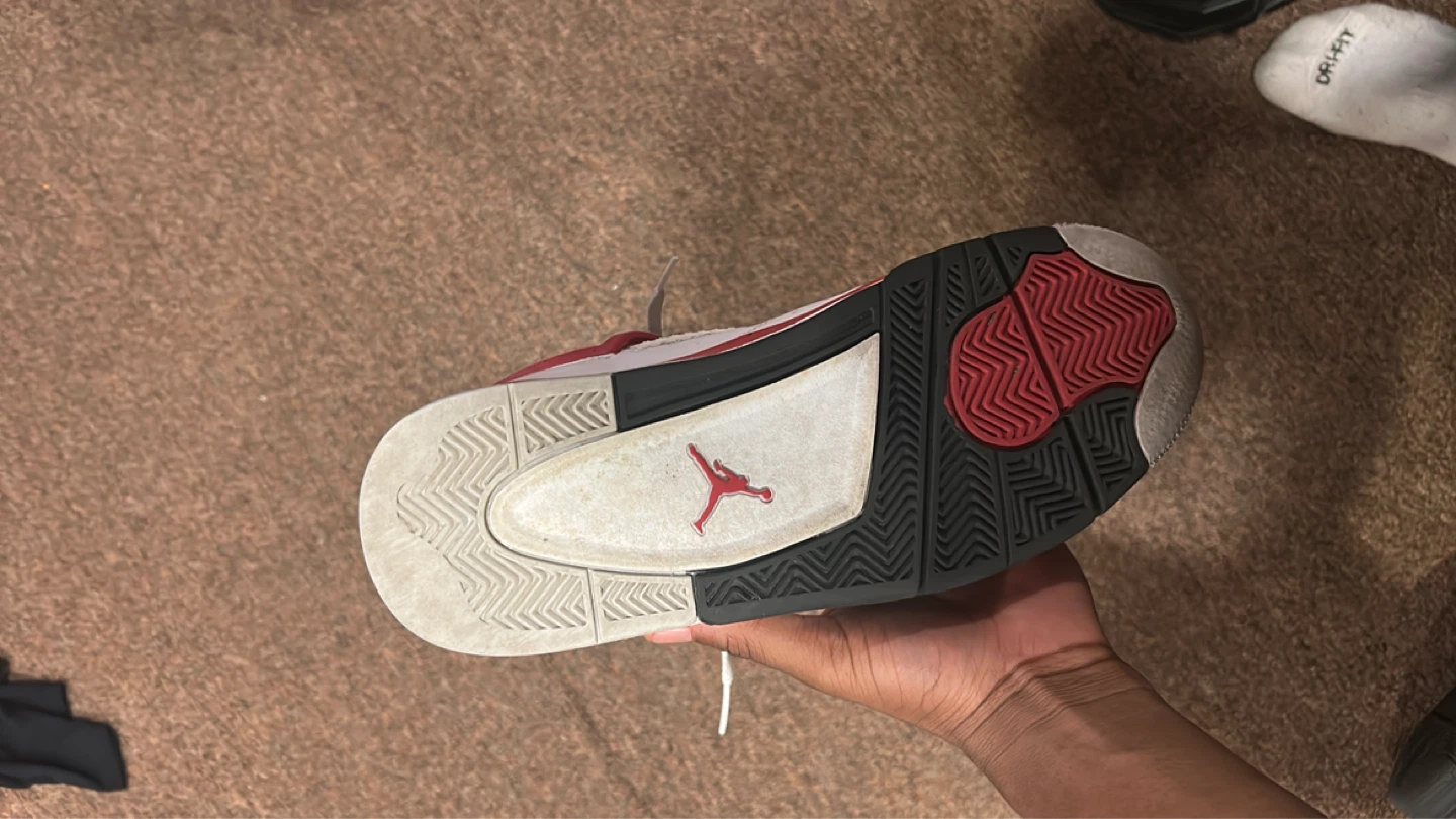 Air Jordan 4 Retro White Red Black Basketball Shoes