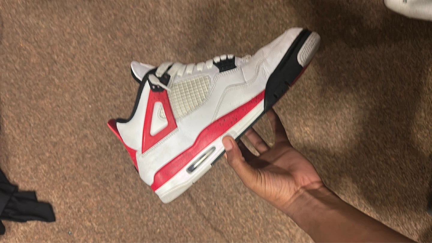 Air Jordan 4 Retro White Red Black Basketball Shoes - photo 2