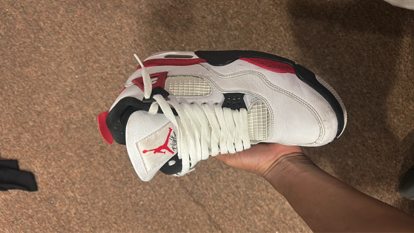 Air Jordan 4 Retro White Red Black Basketball Shoes - photo 3