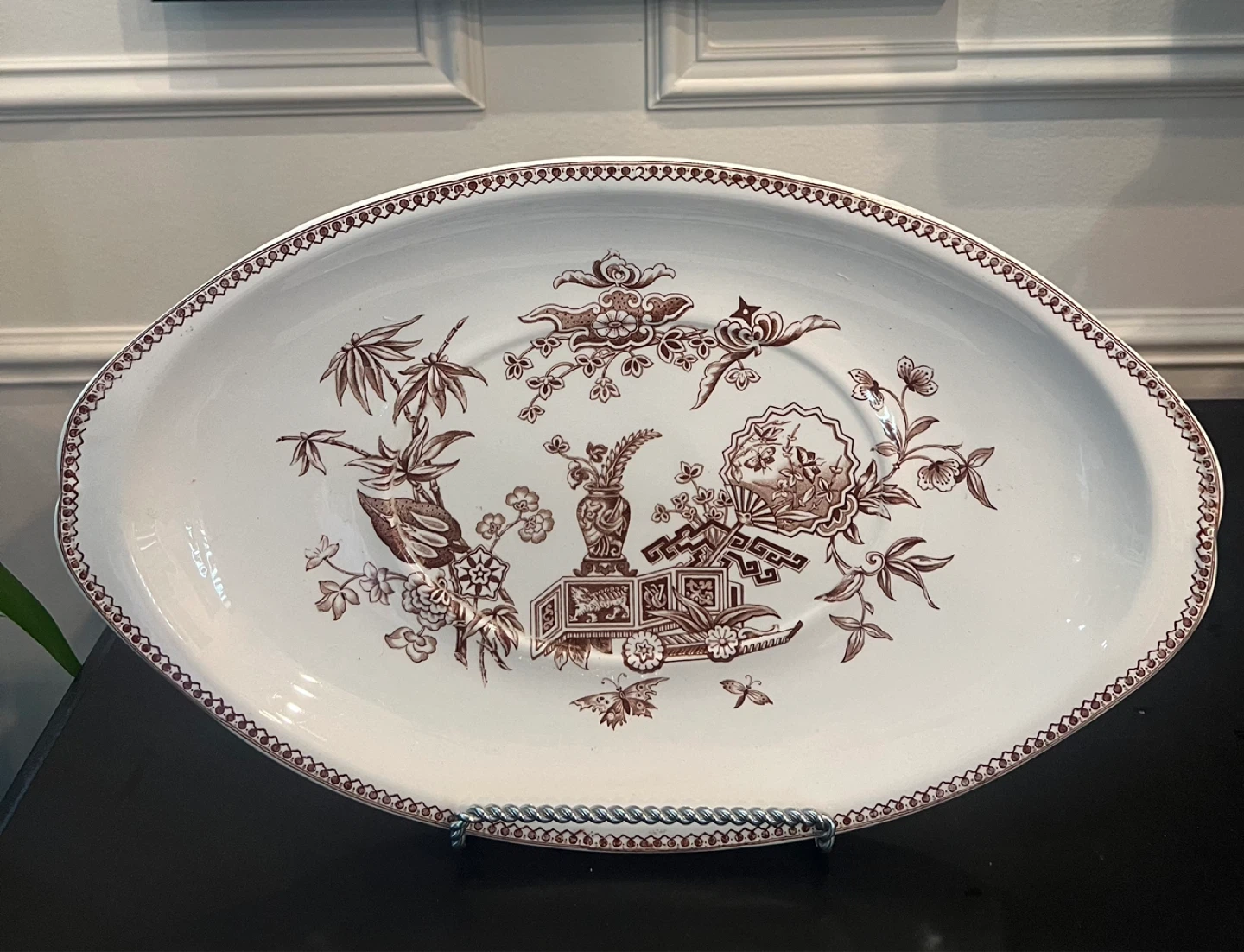 Antique Brown Transferware Tureen with Lid and Underplate - photo 2
