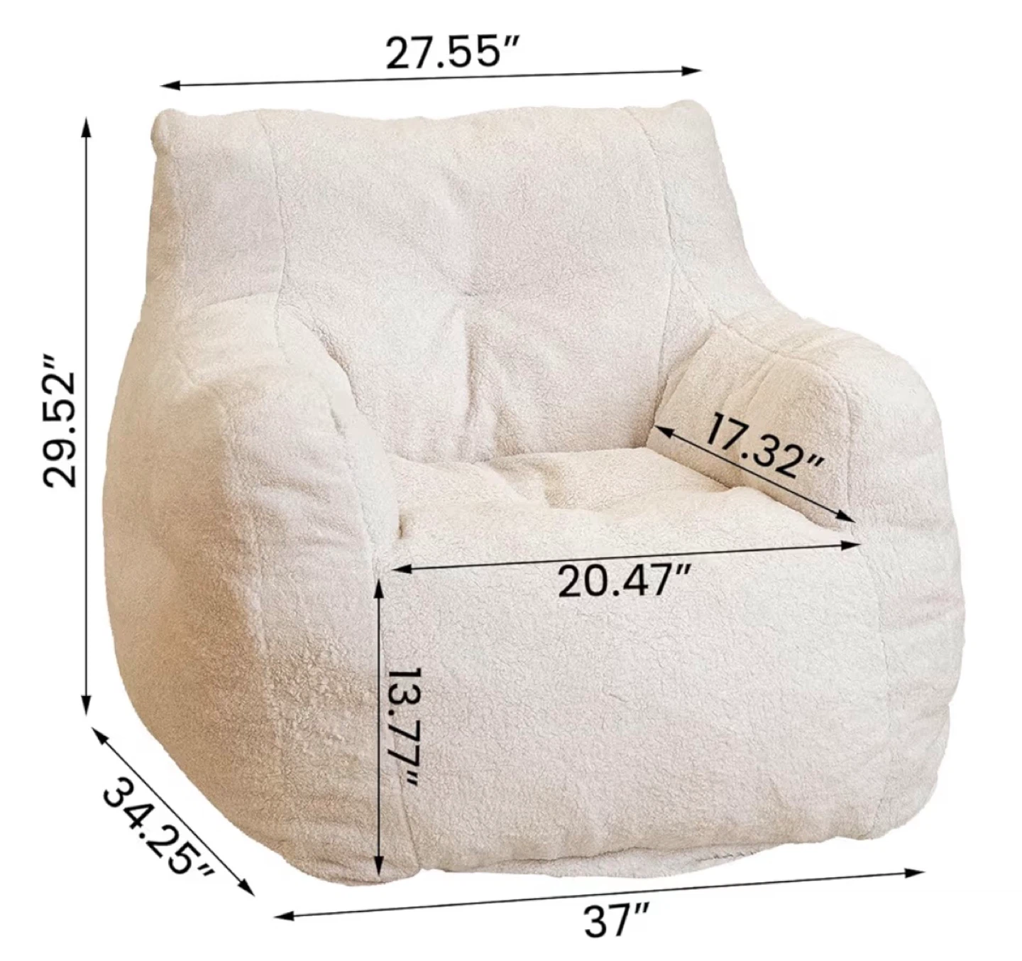 White Memory Foam Bean Bag Chair - photo 3