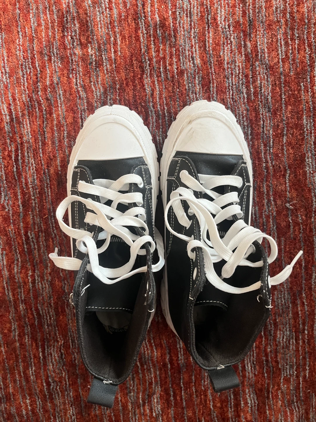 Black High-Top Platform Sneakers with Chain Detail - photo 3