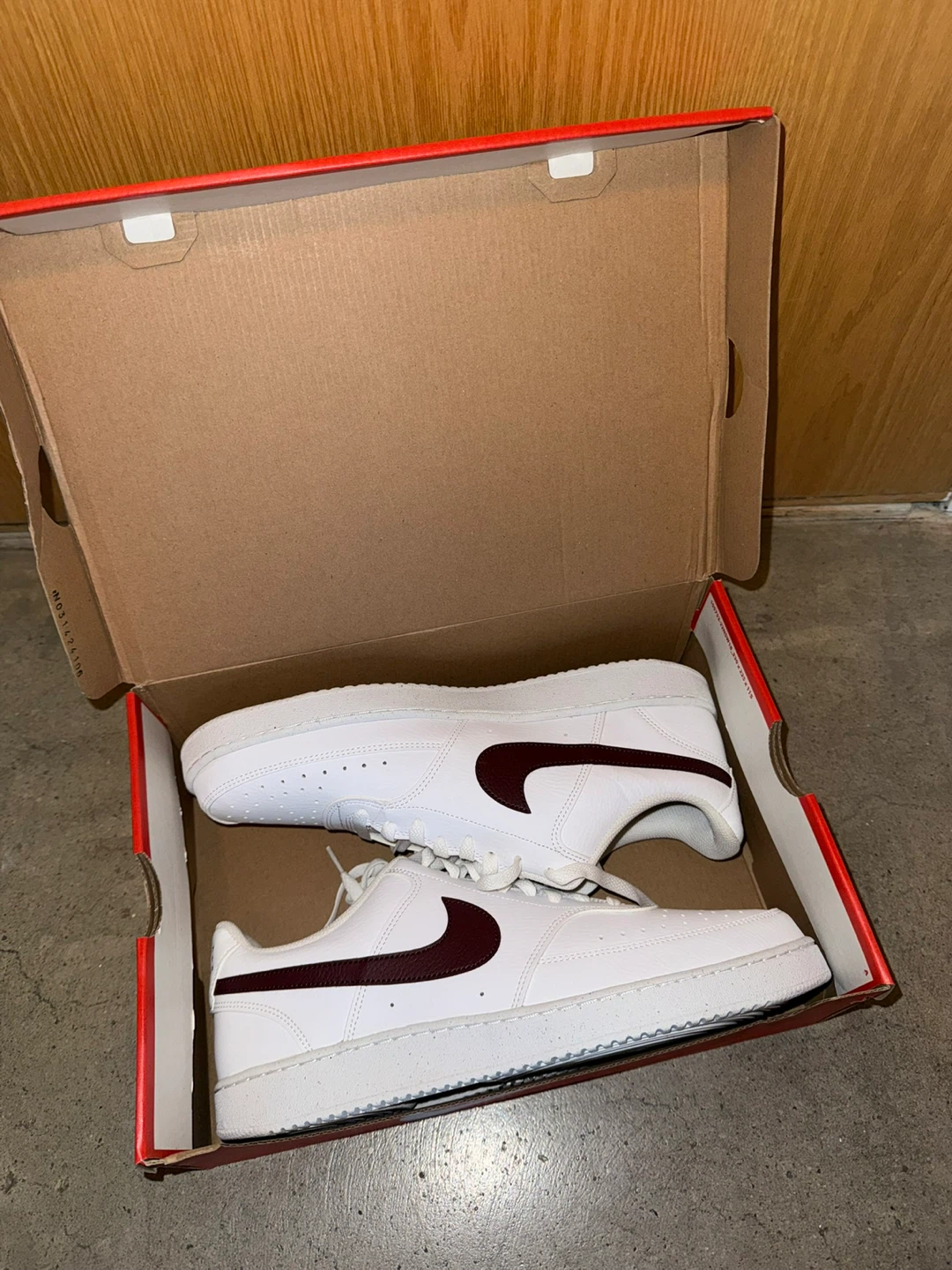 Men’s Nike Court Vision Low Next Nature White Burgundy - Size 12 - photo 2