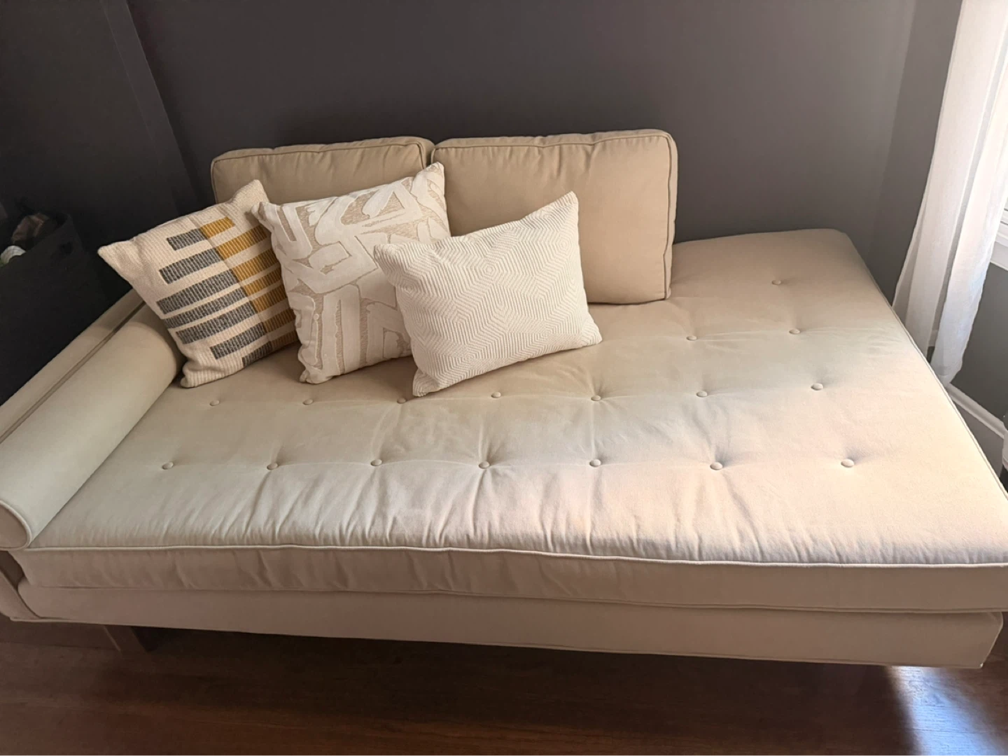 Beige Tufted Daybed with Bolster Pillow - photo 2