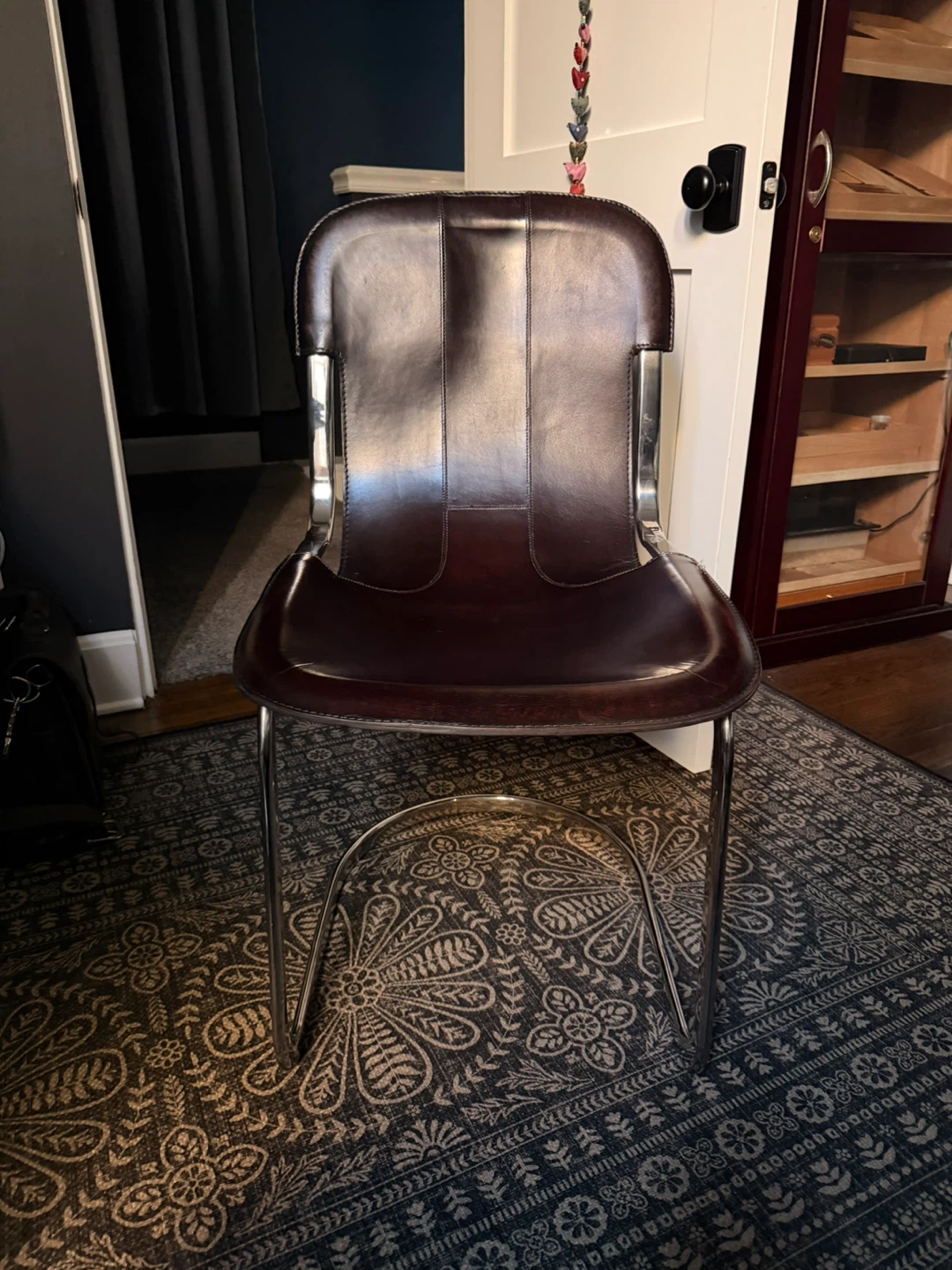 Dark Brown Leather restoration hardware chair