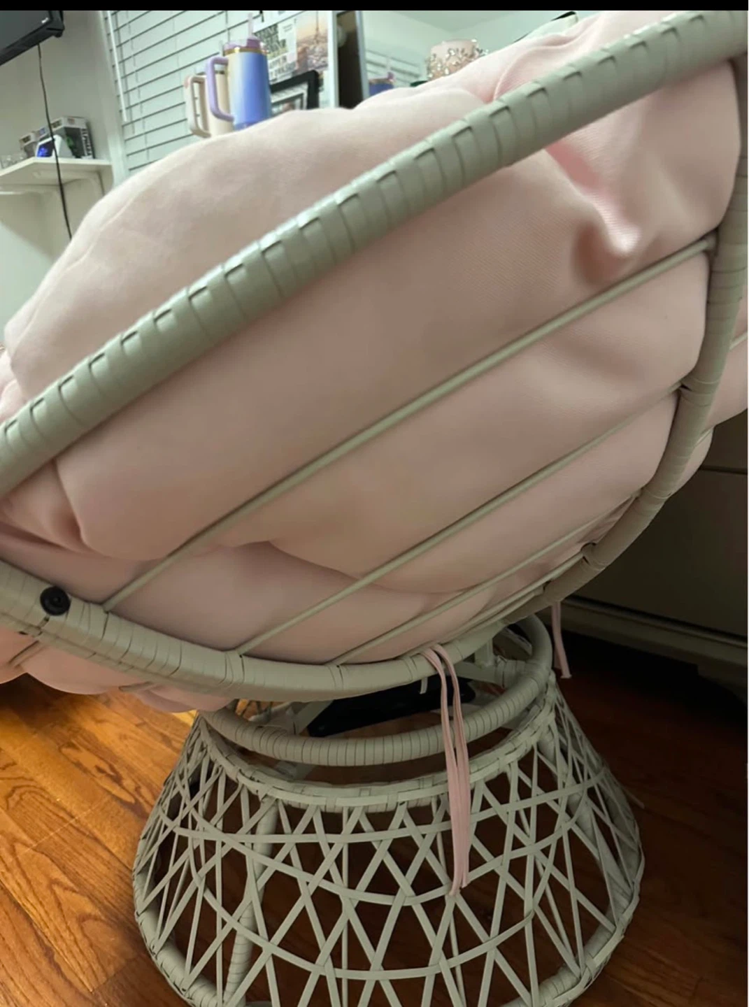 Pink Papasan Egg Chair with Cushion