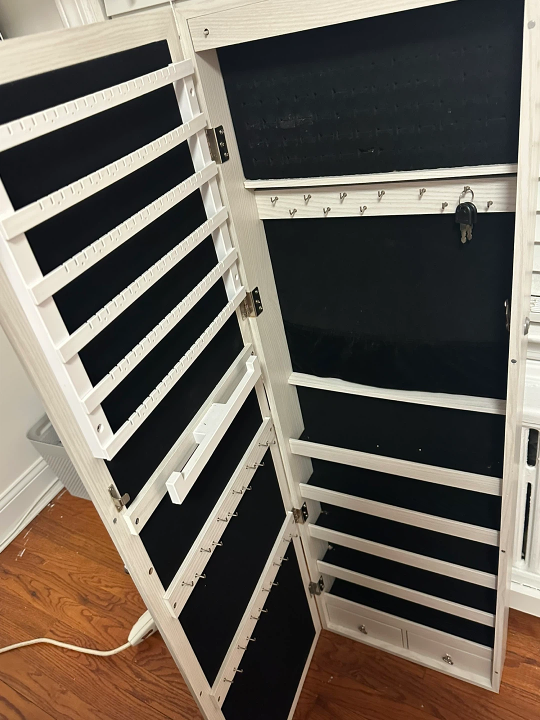 White Wooden Jewelry Armoire with Mirror - photo 2
