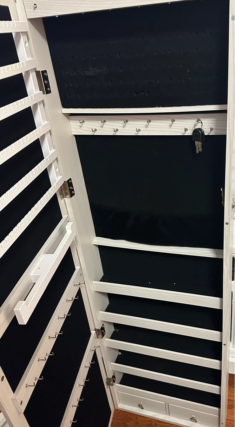 White Wooden Jewelry Armoire with Mirror - photo 4