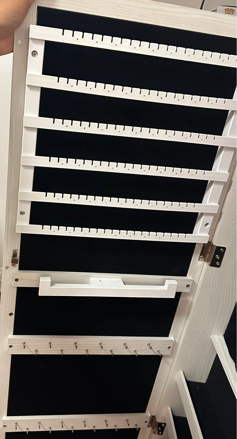 White Wooden Jewelry Armoire with Mirror - photo 3