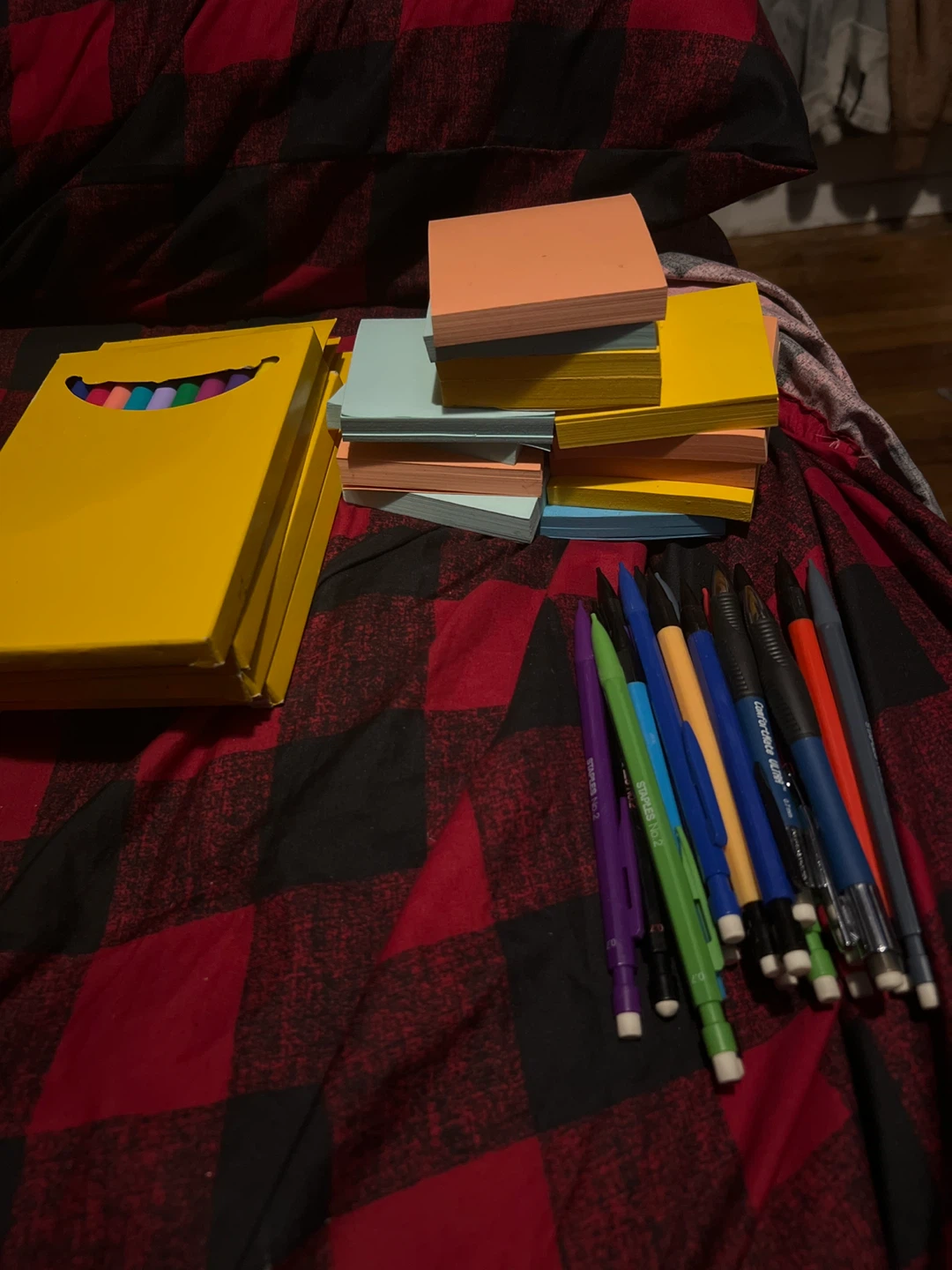 Assorted Colored Sticky Notes & Pencils