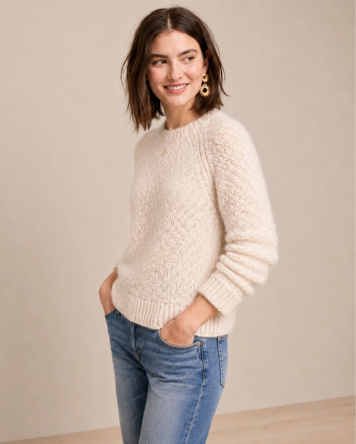 J. Crew Alpaca Cuffed Mockneck Sweater in Ivory