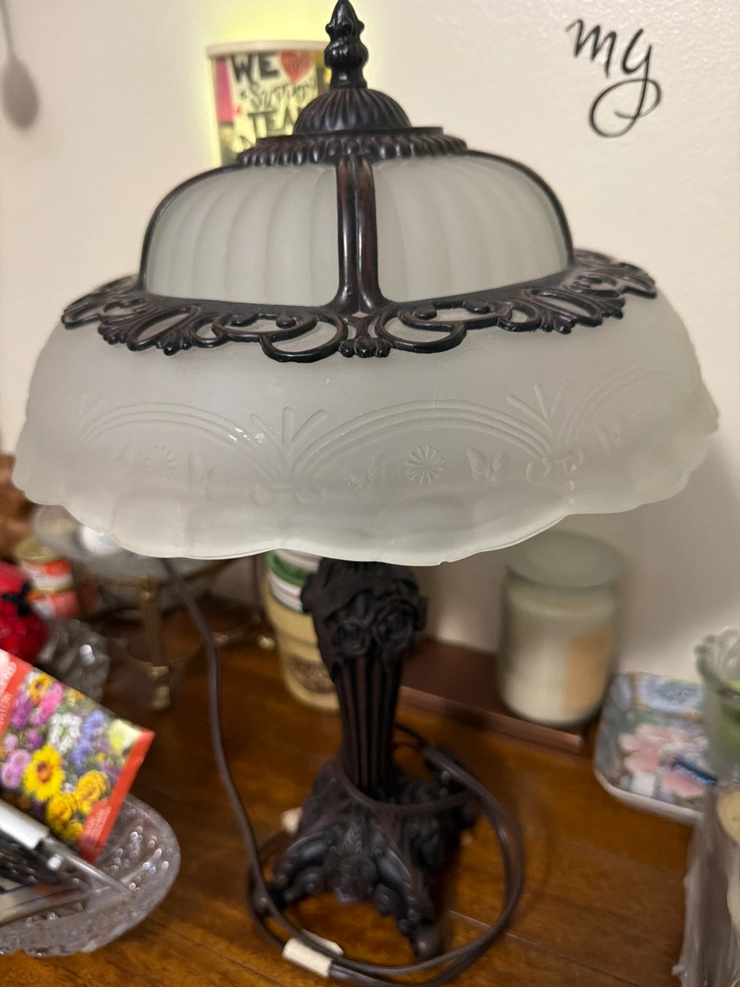 Vintage Frosted Glass Accent Lamp