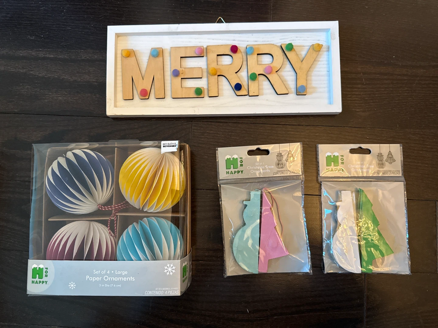 Christmas Ornaments & "MERRY" Sign