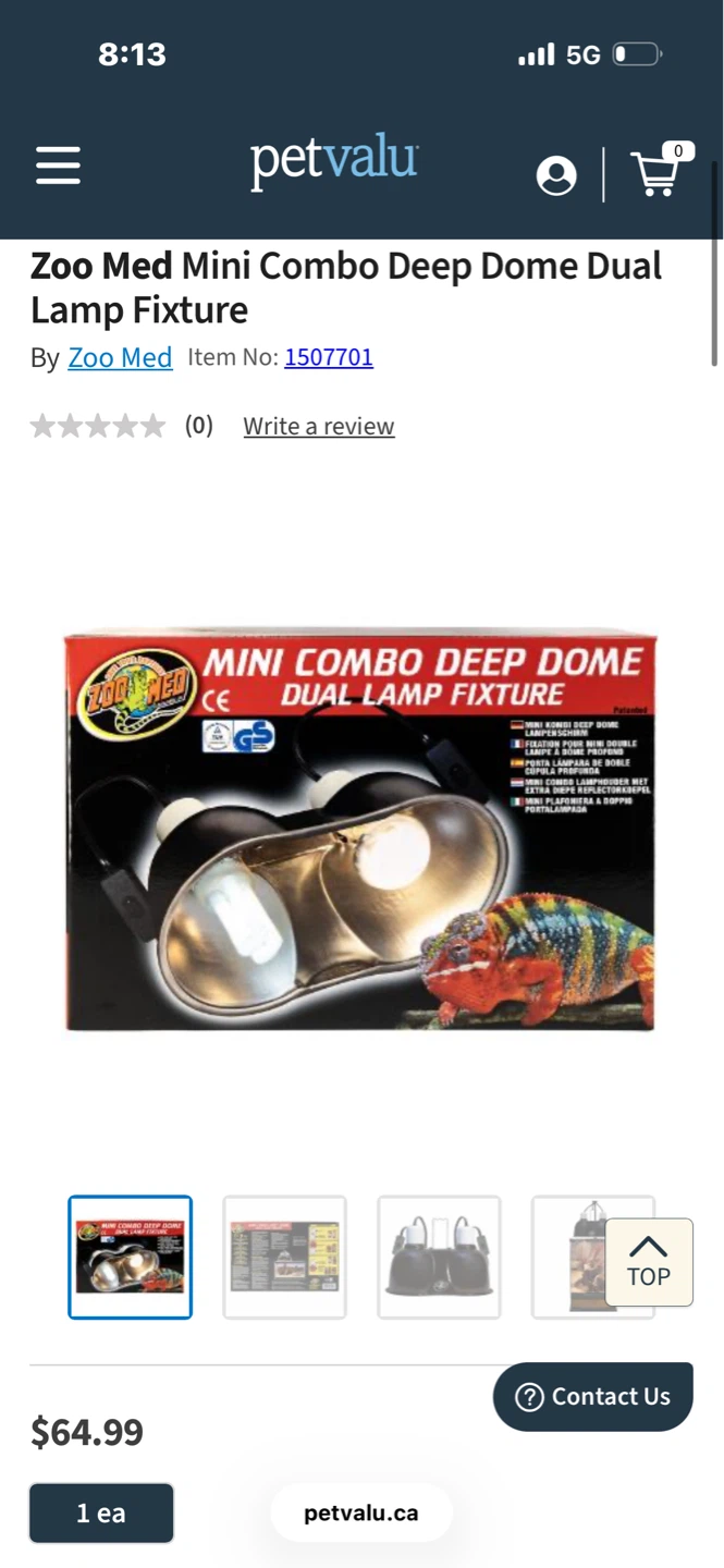 Zoo Med Mini Combo Deep Dome Dual Lamp Fixture