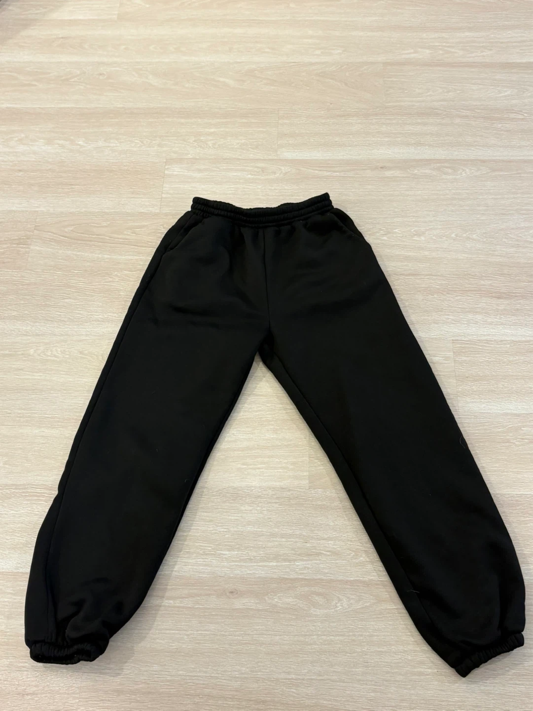 Black Sweatpants with Skeleton Hand Rhinestone Detail