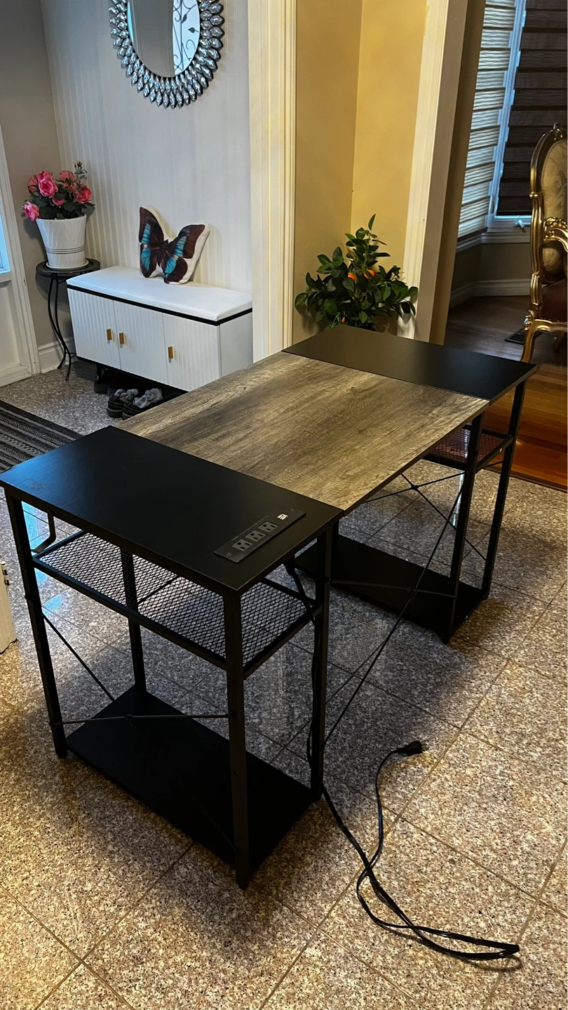Desk with Built-in Power Outlets and USB Ports