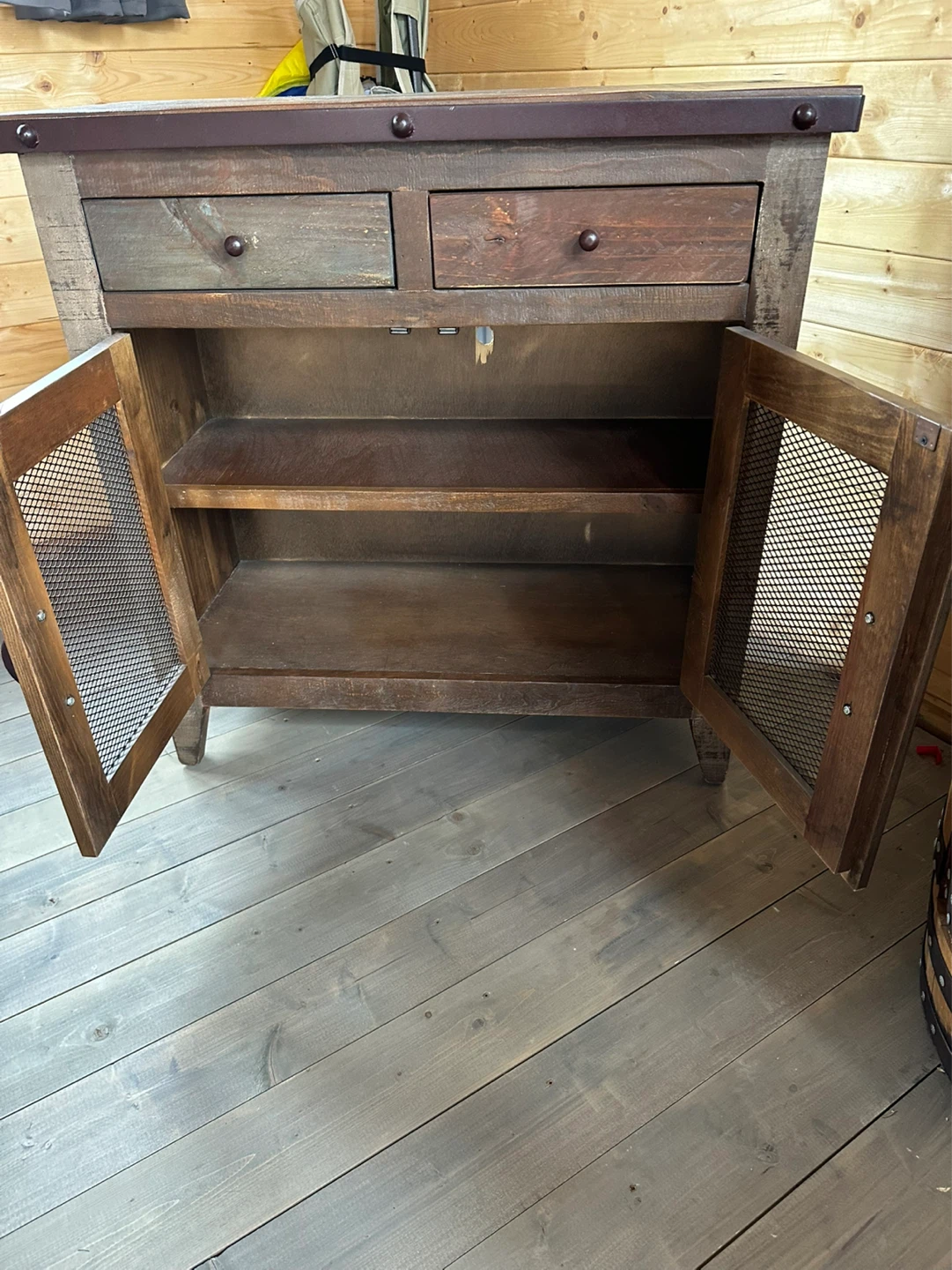 Rustic Wood and Metal Accent Cabinet - photo 2