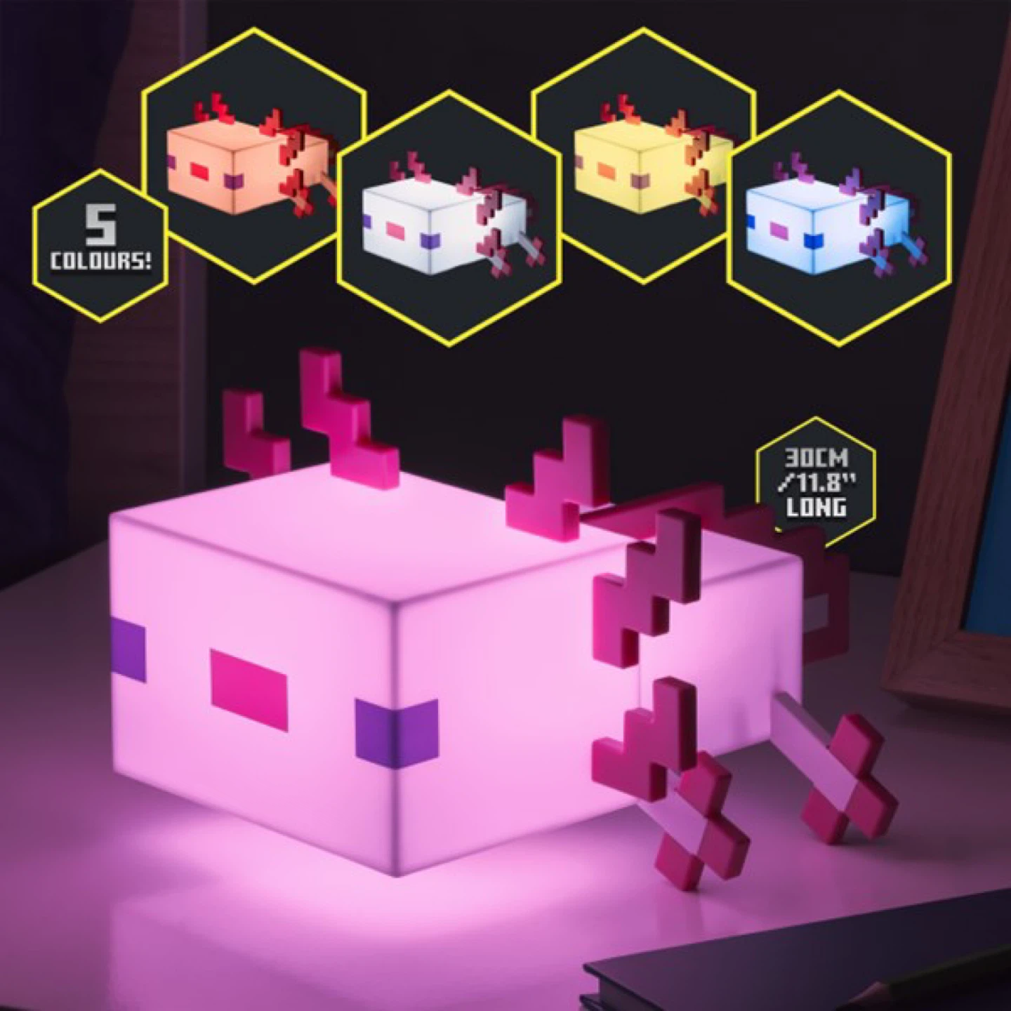 New Cordless Minecraft Axolotl LED Light