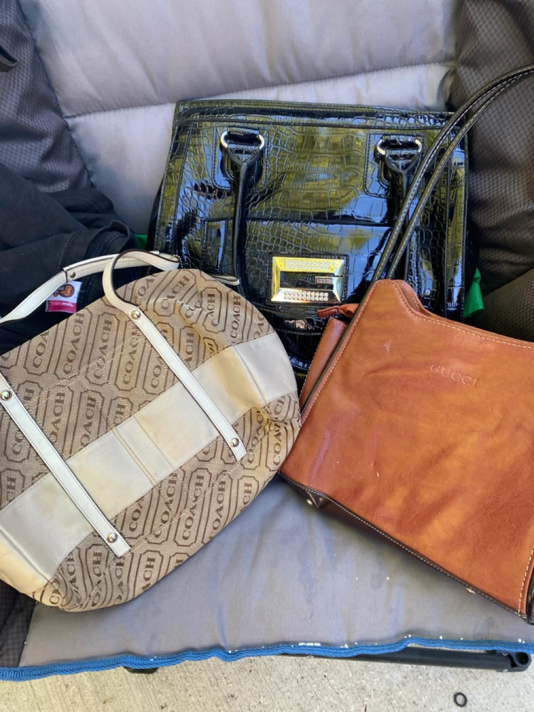 Coach Signature C Canvas & Leather Shoulder Bag