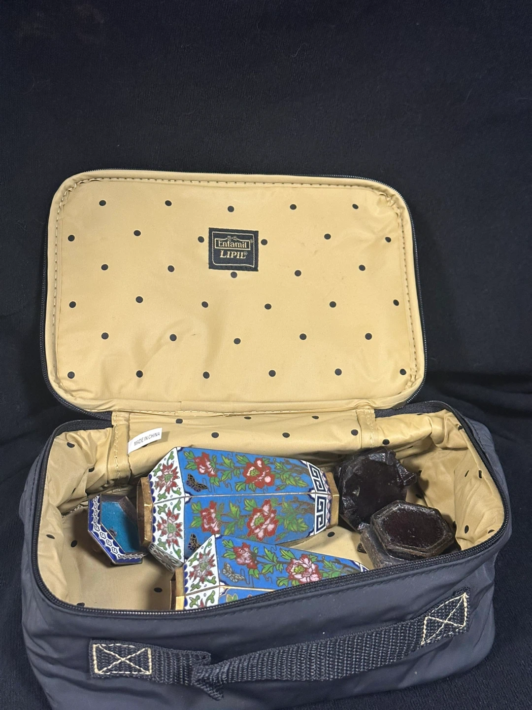 Pair of Vintage Cloisonné Vases with Enfamil Lipil Bag - photo 2