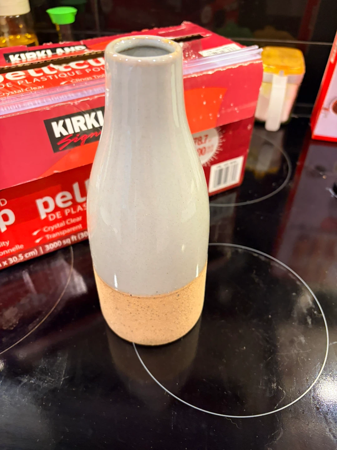 Grey and Beige Ceramic Bud Vase