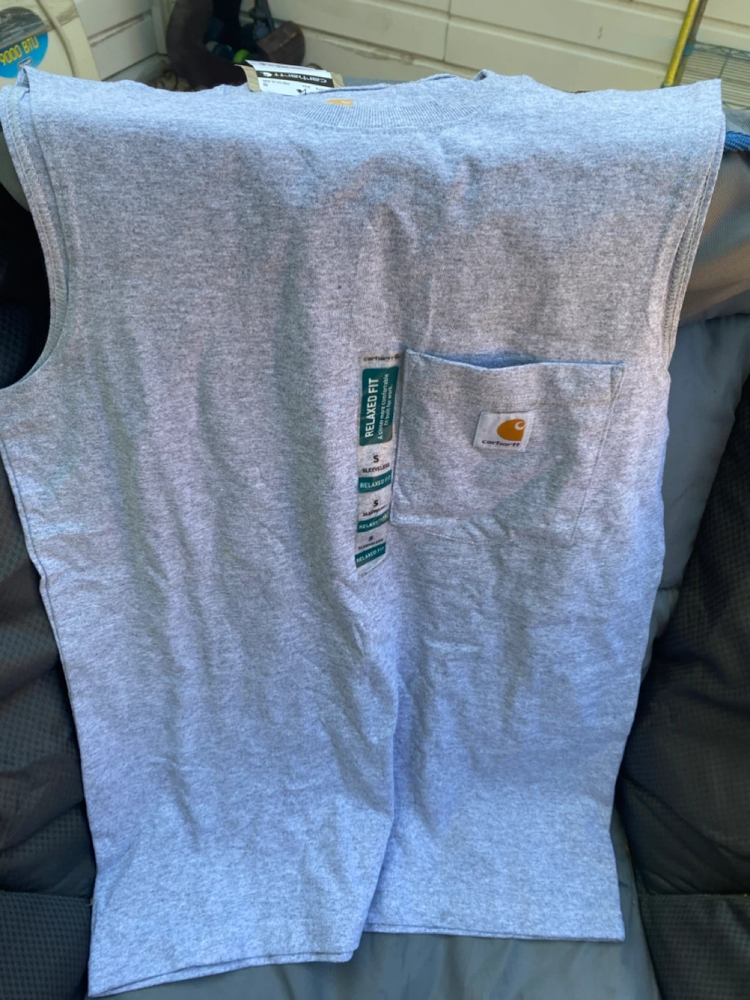 Carhartt Men's Size S Grey Pocket Sleeveless T-Shirt