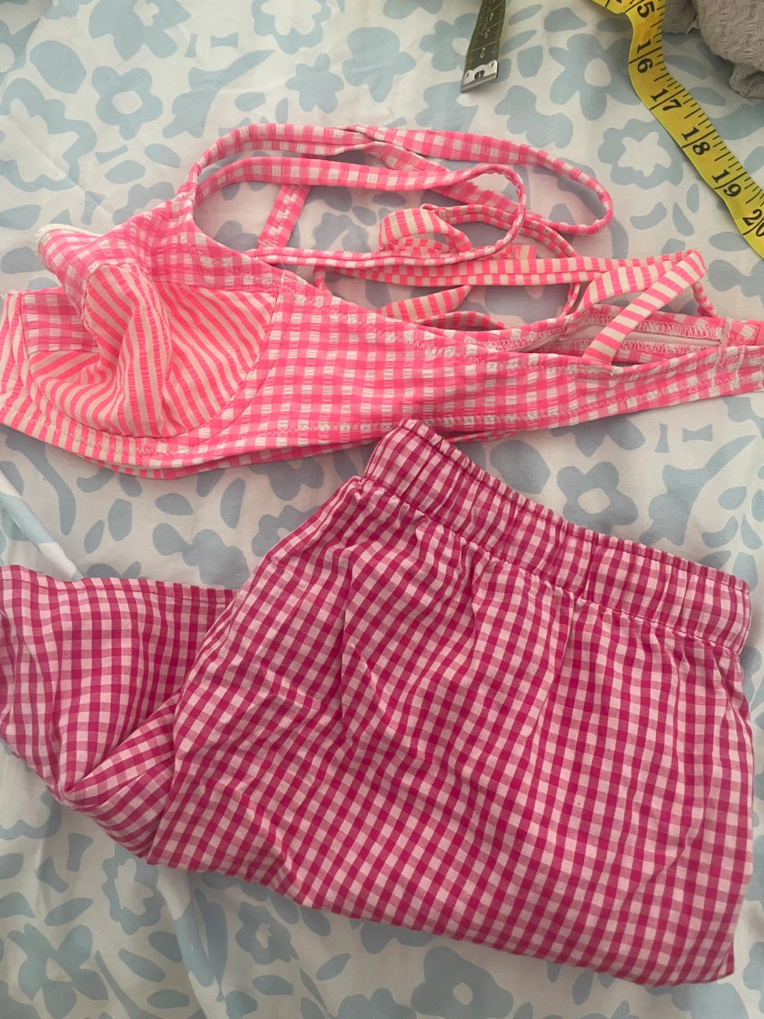 Aerie Pink Gingham Underwire Bikini Top Size M