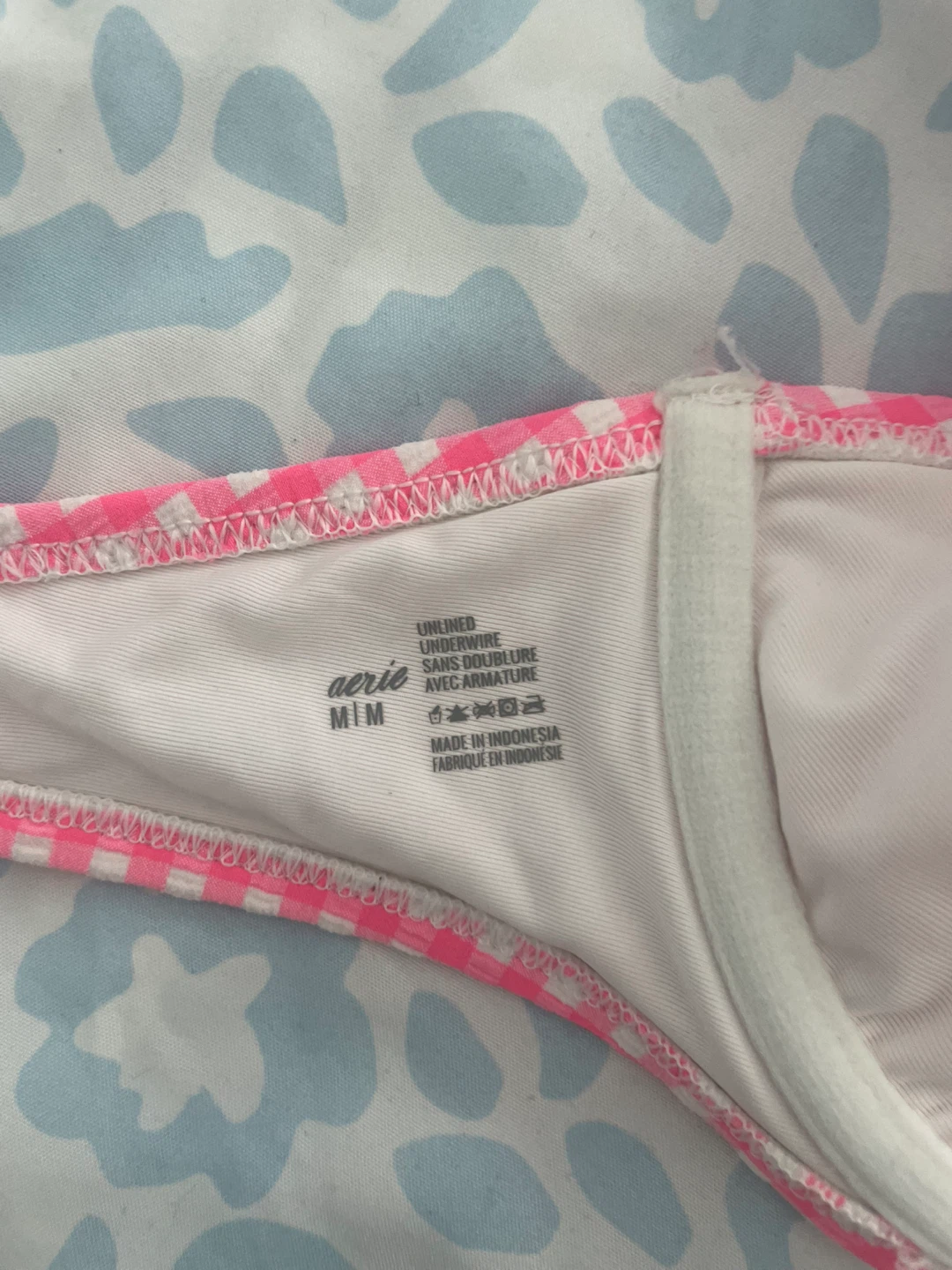 Aerie Pink Gingham Underwire Bikini Top Size M - photo 4