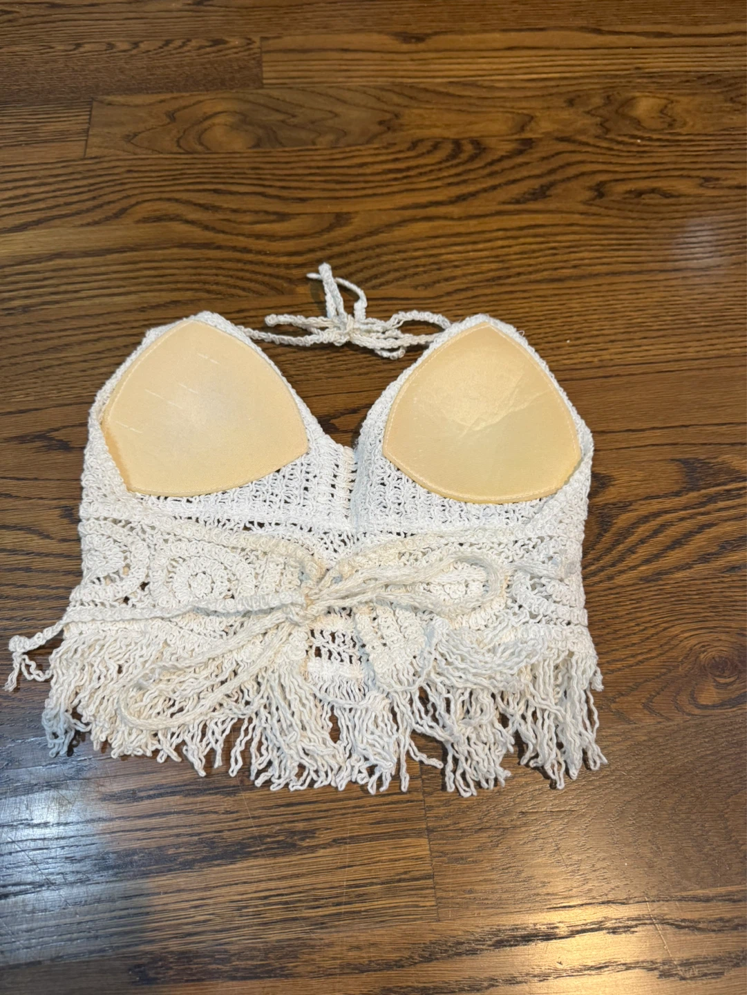 White Crochet Fringe Crop Top - photo 2