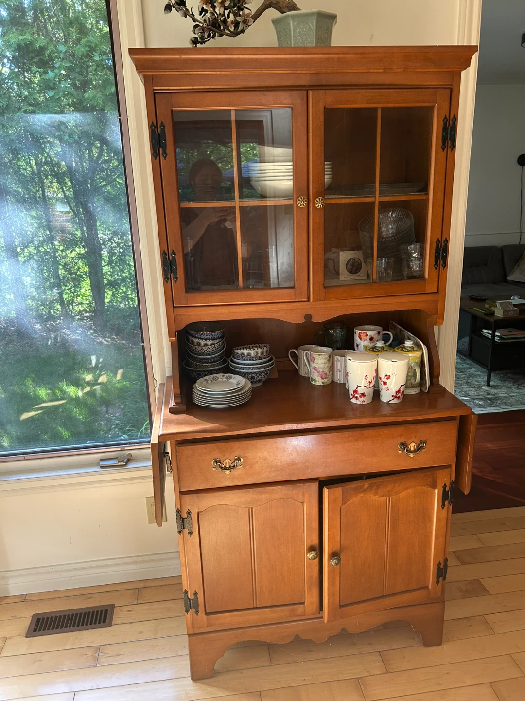 Wooden Hutch with Drop Leaf Sides