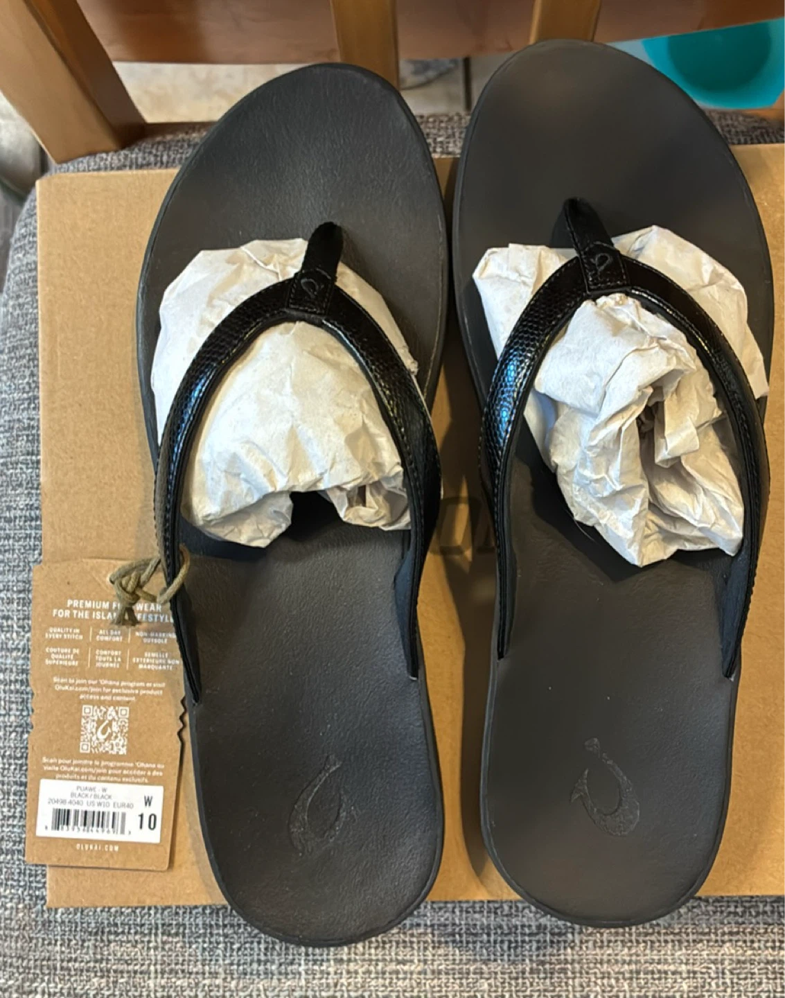 New OluKai Puawe Women's Flip Flops Size 10 Black - photo 4