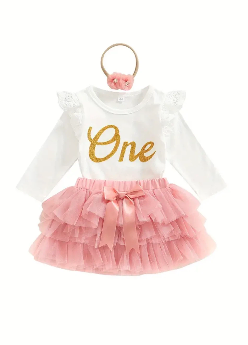Baby Girl "One" Outfit with Tutu and Headband - 9-12 Months - photo 2