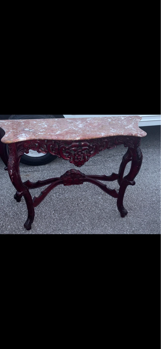 Vintage Marble Top Accent Table - photo 2