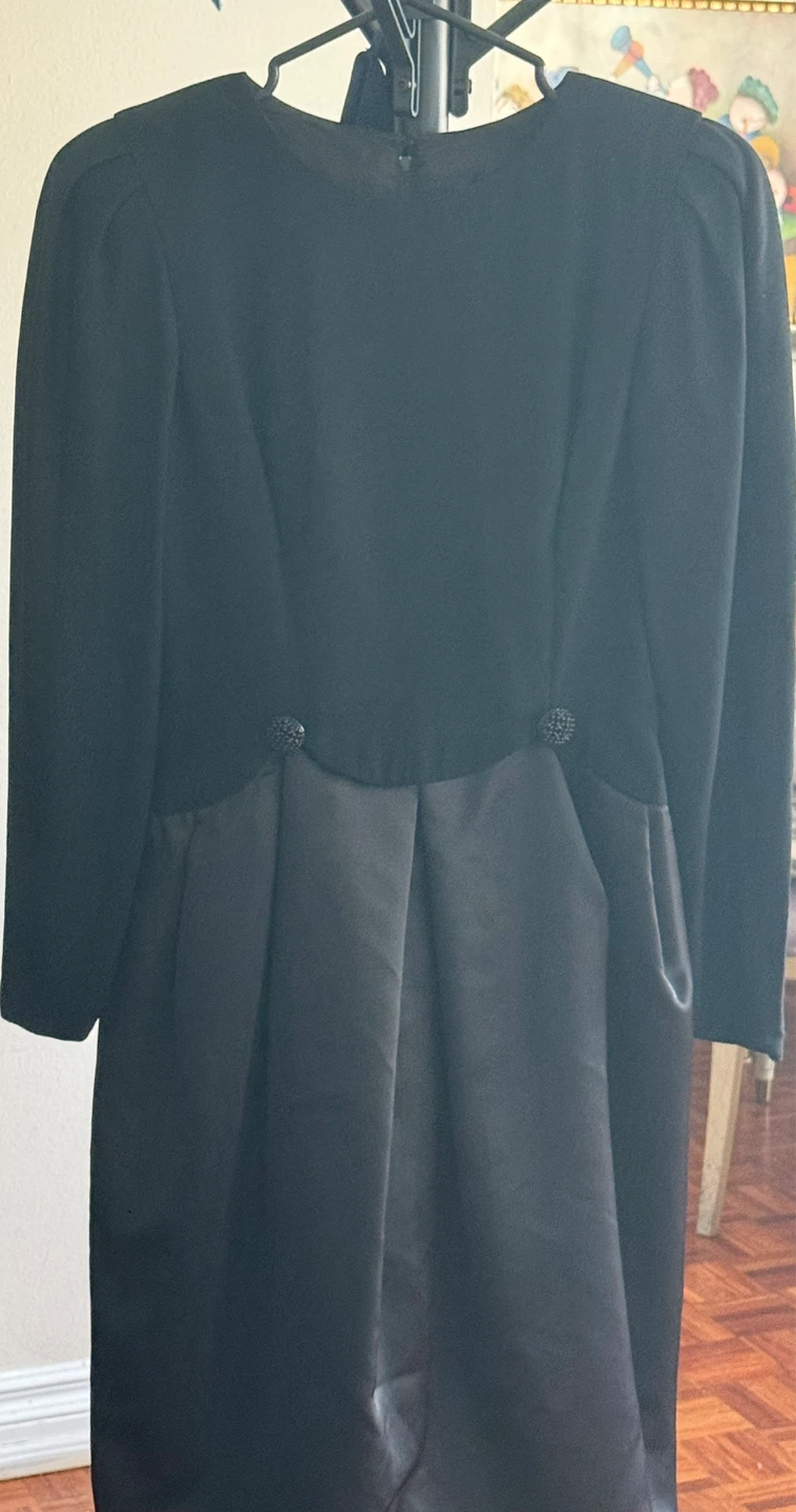 Women's Black Dress with Satin Skirt - photo 2
