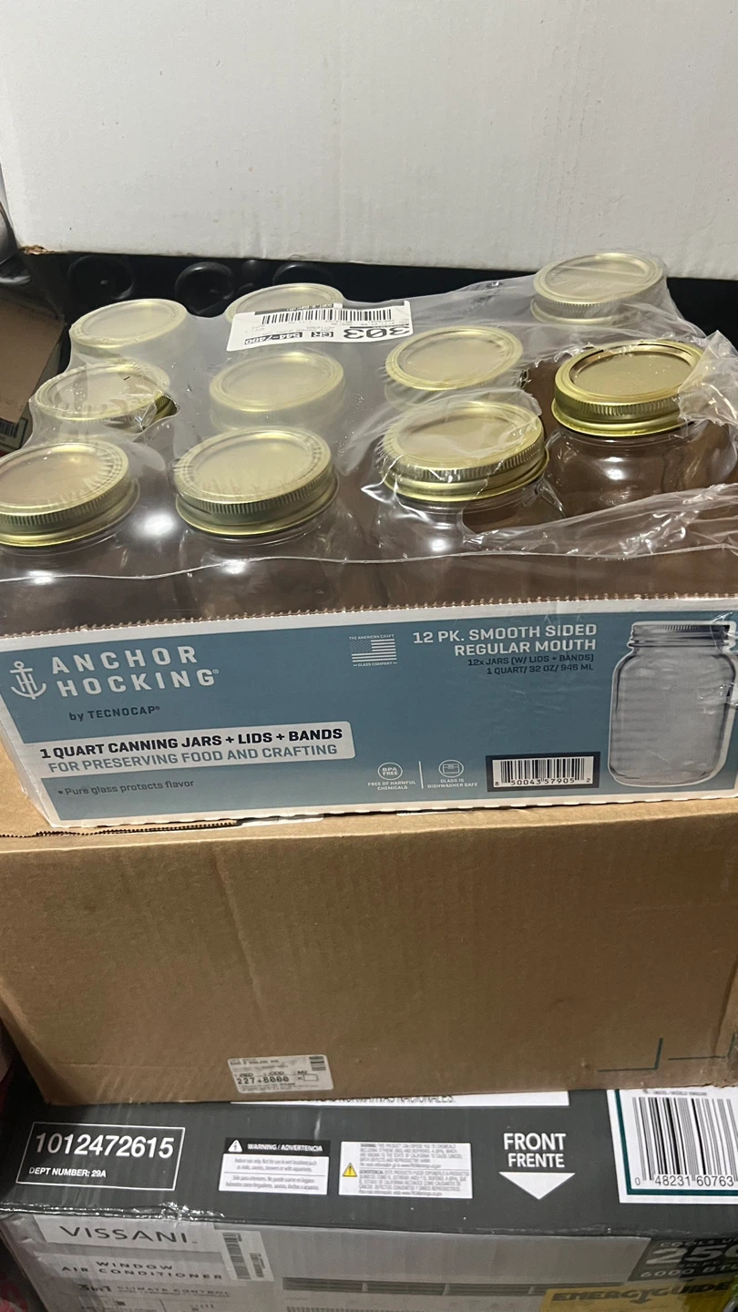 Anchor Hocking 1 Quart Canning Jars with Lids & Bands (12 Pack)