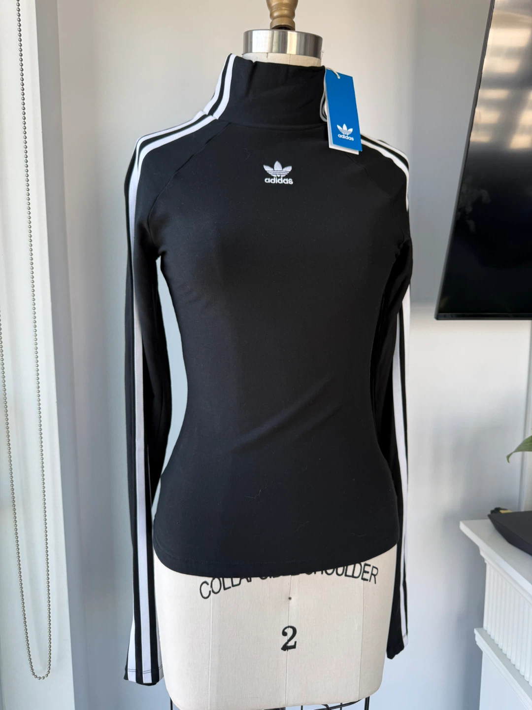 Adidas Women's Black Long Sleeve Mock Neck Top