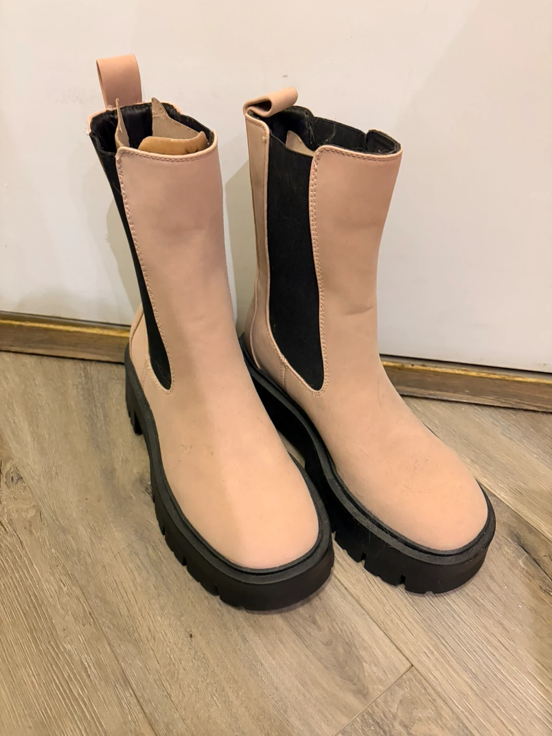 Blush Pink Chunky Sole Chelsea Boots