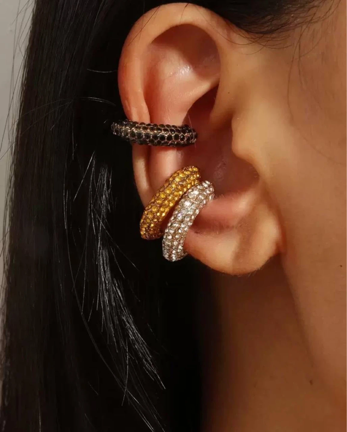 Set of 3 Crystal Ear Cuffs