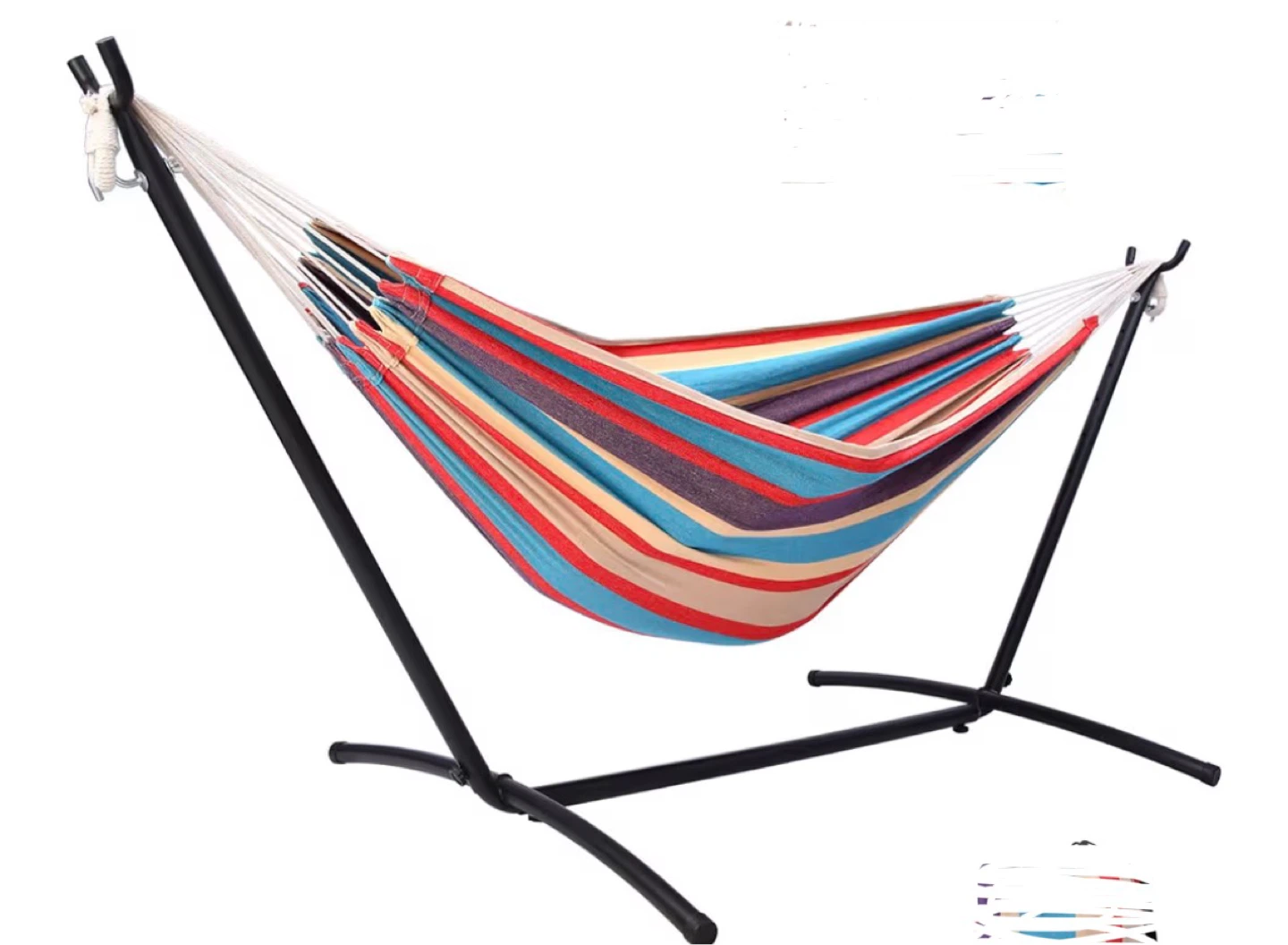 Striped Hammock with Stand